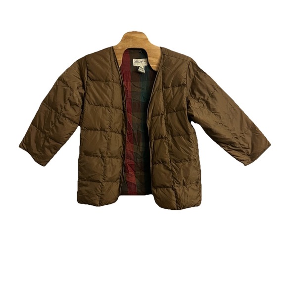 Vtg Eddie Bauer Down Filled Tan Work‎ Chore Barn Coat Medium Detachable Liner - Picture 4 of 7